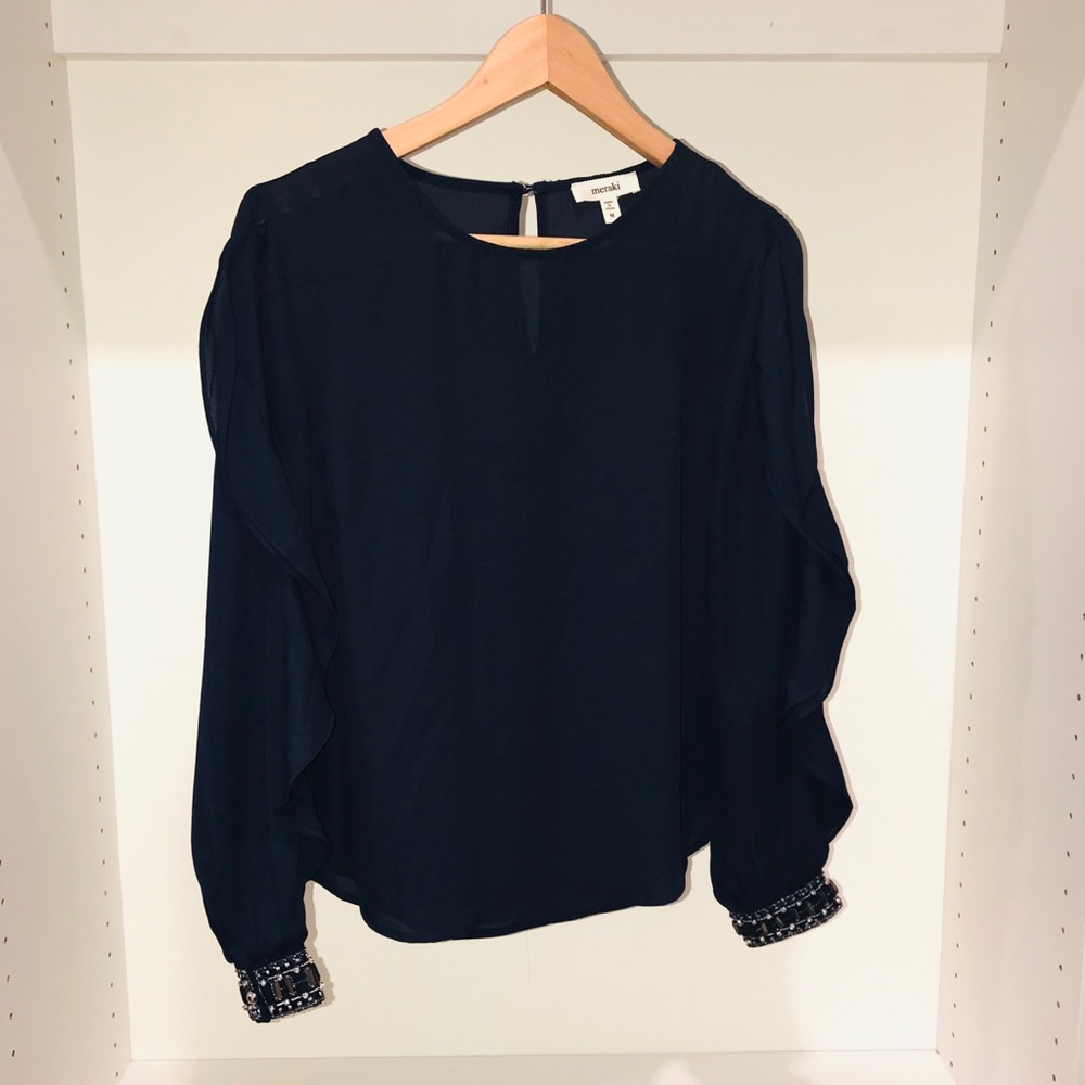 NWOT Meraki Navy Blouse 💎